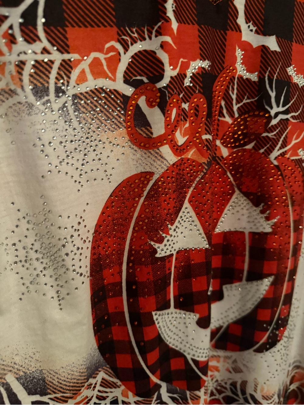 Onque Casuals Red Black Buffalo Plaid Pumpkin Tunic